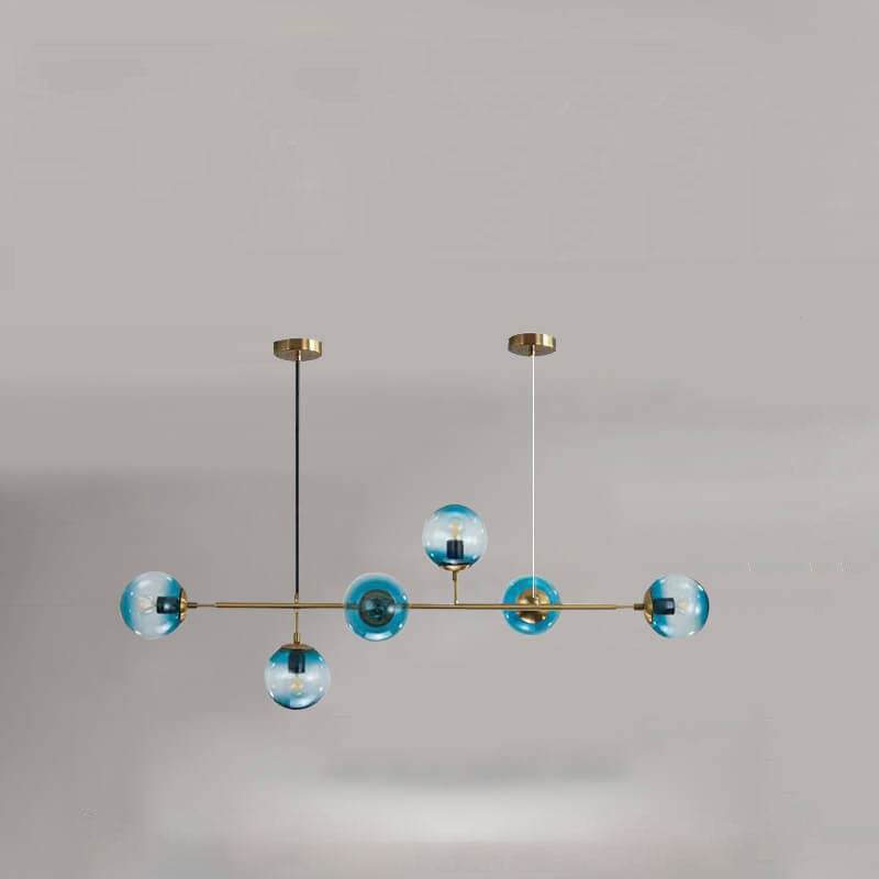 Vibrant Nordic Minimalist 6-Light Glass Orb Chandelier for Kitchen Island