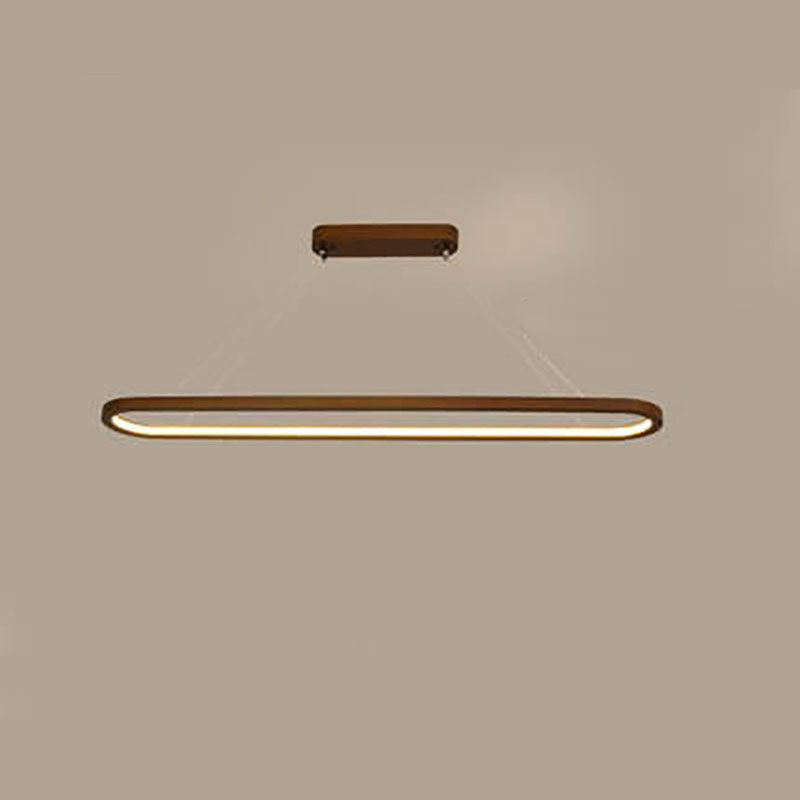 Modern Solid Wood Round LED Island Chandelier for Kitchen Dining Room
