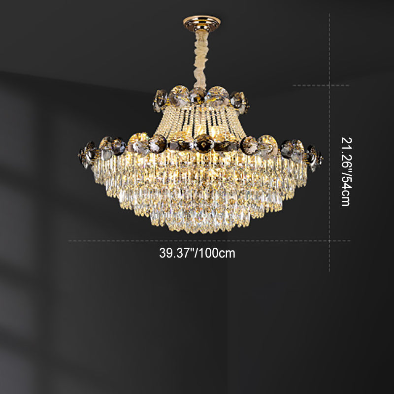 Modern Crystal Half Round Ball Iron Chandelier for Living Room, 8-24 Lights