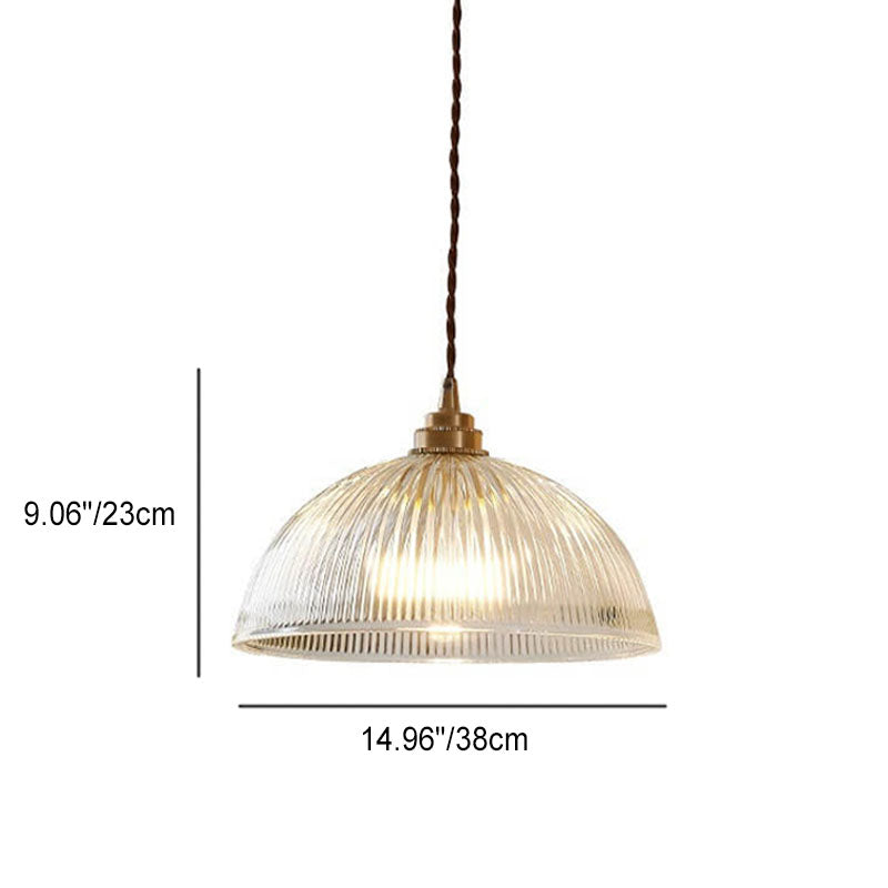 Sleek Clear Glass Dome Brass Pendant Light for Modern Dining Room
