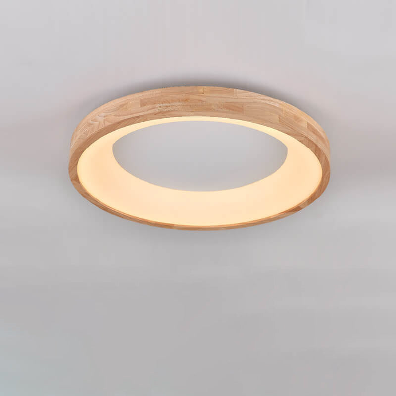 Scandinavian Style Natural Wood LED Flush Mount Ceiling Light for Hallway