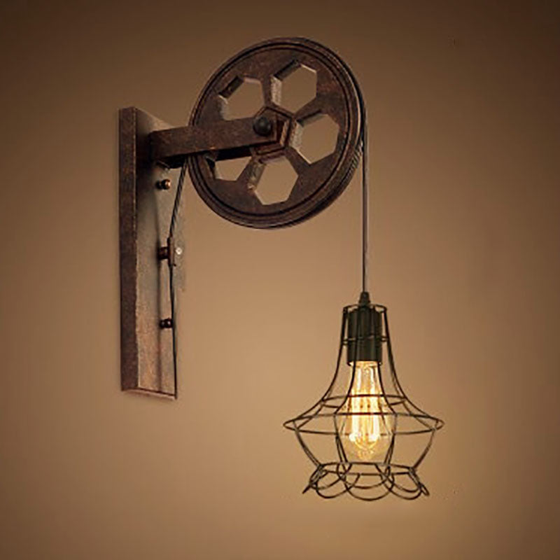 Rustic Iron Industrial 1-Light Wall Sconce Lamp for Vintage Home Decor