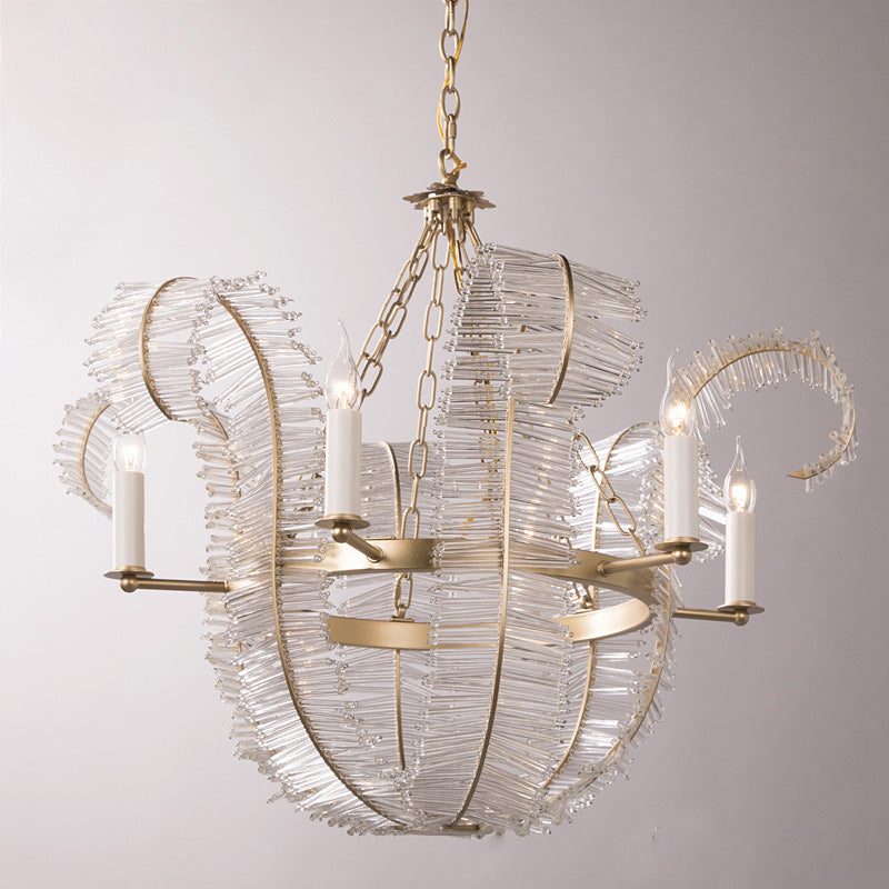Vintage Iron Banana Leaf Chandelier 4/6-Light Fixture for Living Room