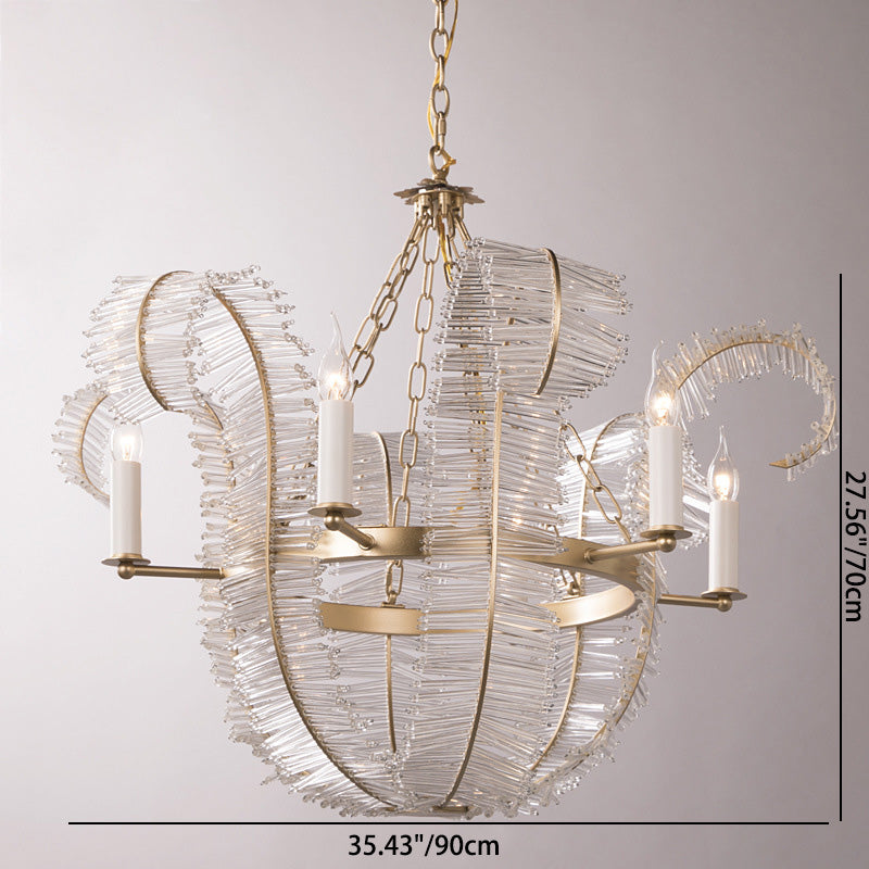Vintage Iron Banana Leaf Chandelier 4/6-Light Fixture for Living Room