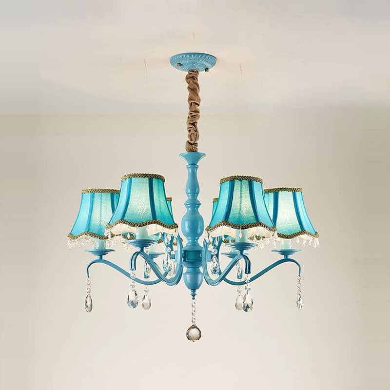 Elegant Modern Iron and Crystal Chandelier for Dining or Living Room