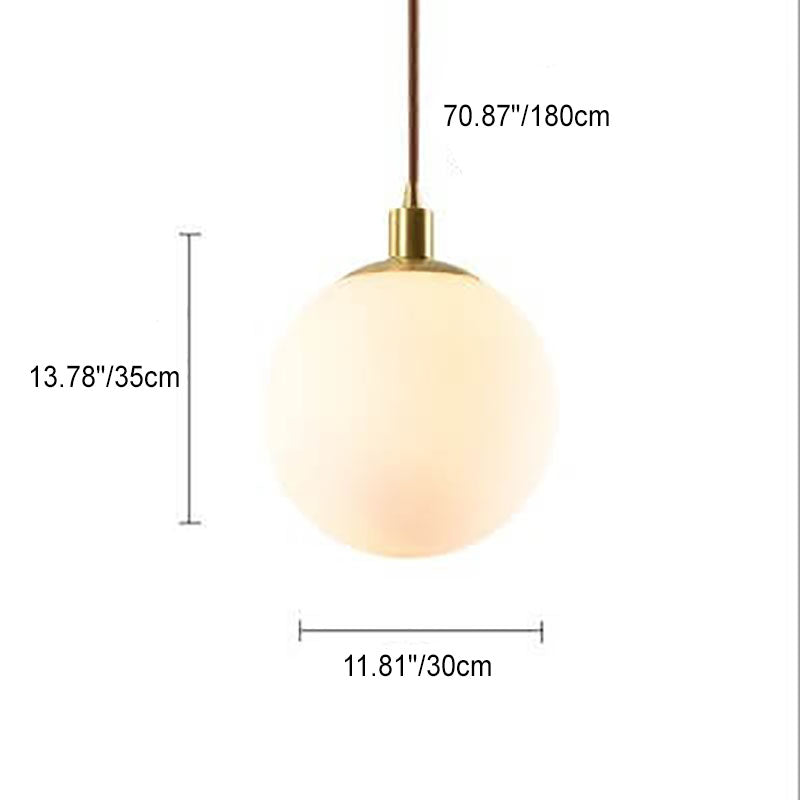 Modern White Orb 1-Light Pendant Fixture for Bedroom Nordic Minimalism