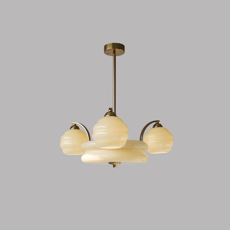 Mid-Century Modern Iron and Glass Orb Chandelier for Living Room 4/6/8 Light