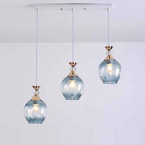 Nordic Gradient Glass Orb 1/3 Light Chandelier for Modern Living Room