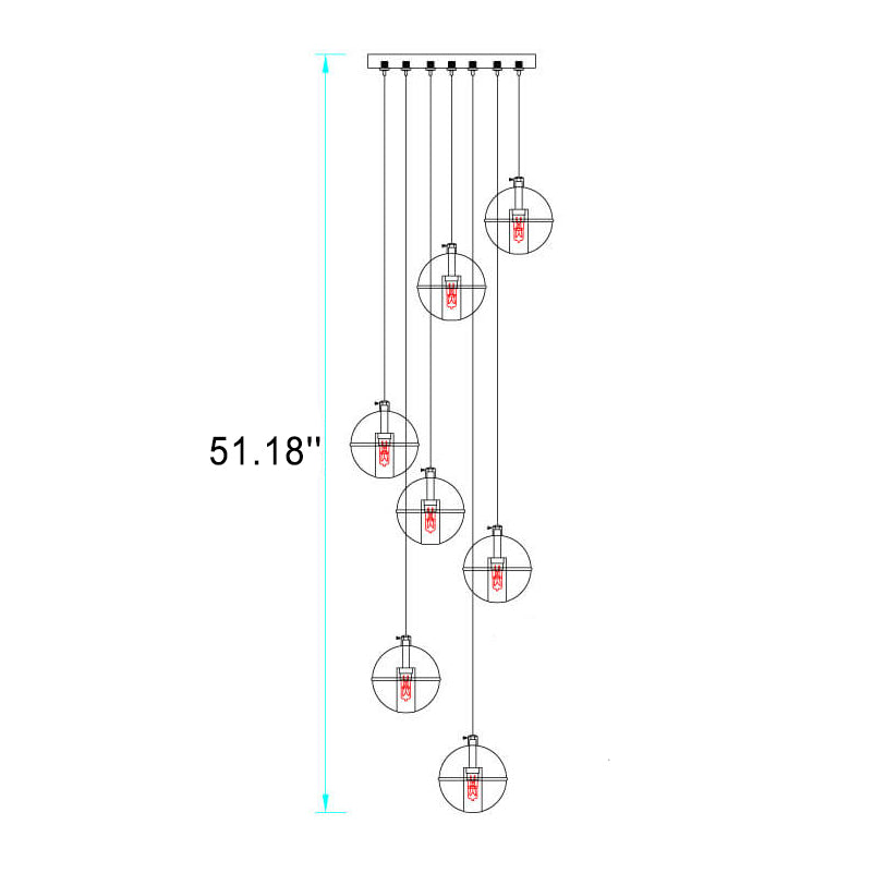 Modern Crystal Orb LED Chandelier Pendant for Luxurious Staircase Decor