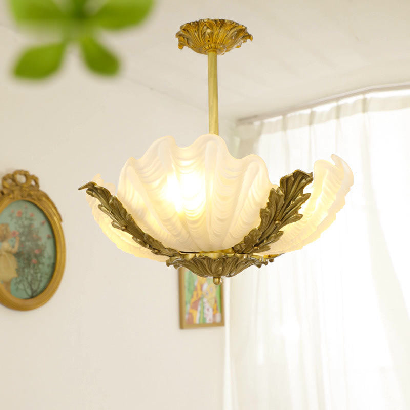 Elegant Brass Finish Art Deco Shell Chandelier for Living Room Lighting