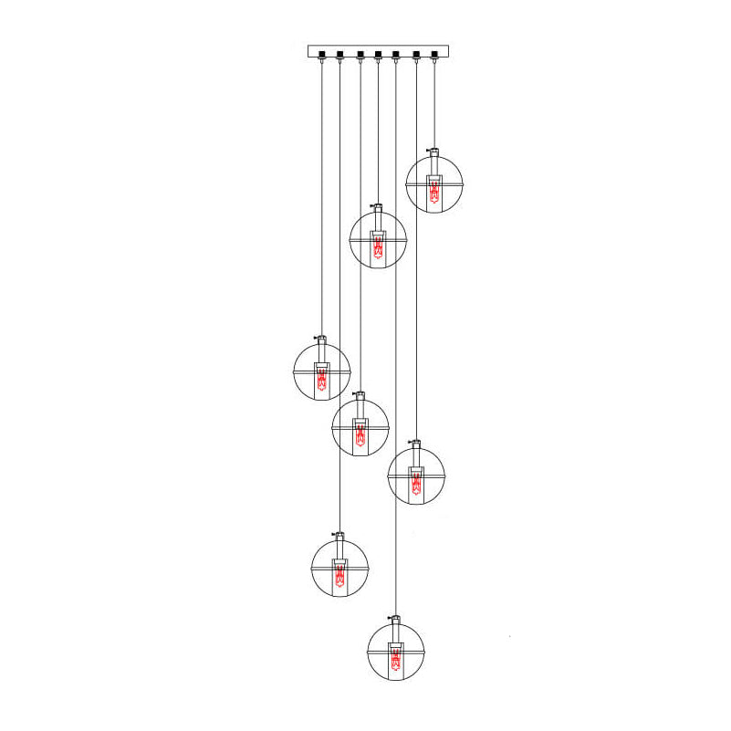 Modern Crystal Orb LED Chandelier Pendant for Luxurious Staircase Decor