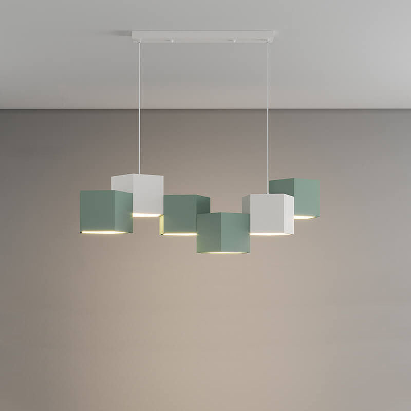 Stylish Multi-Color Geometric Iron LED Macaron Chandelier for Living Room