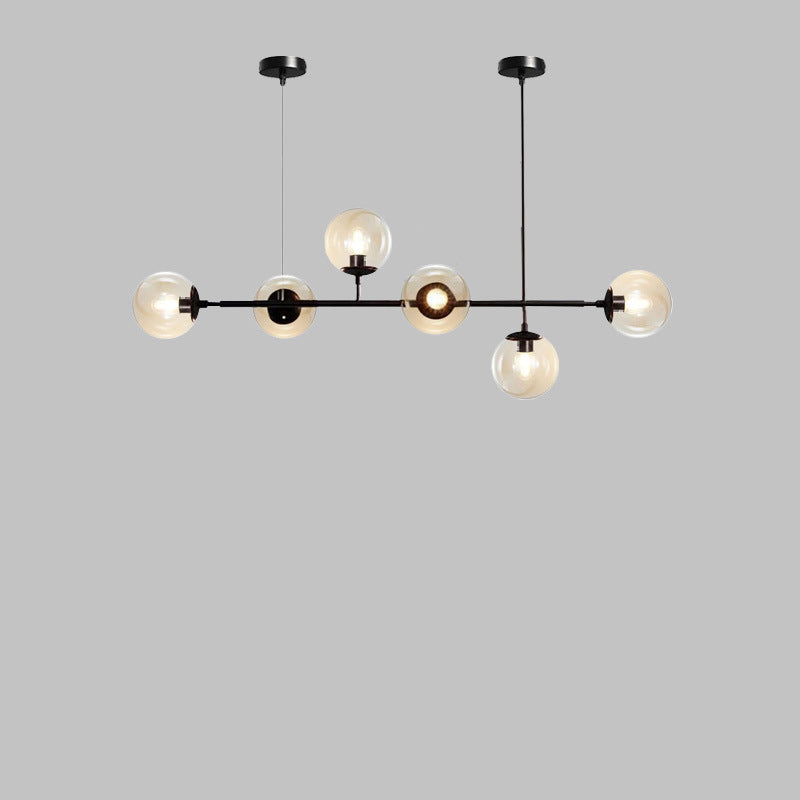 Elegant Modern Minimalist 6-Light Glass Globe Chandelier for Dining Room