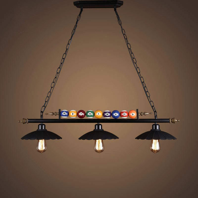 Industrial Round Iron and Glass Chandelier Pendant Light for Dining Room
