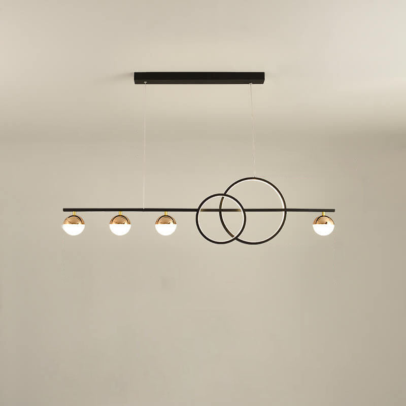 Sleek Silver LED Round Globe Chandelier Pendant Light for Kitchen Island