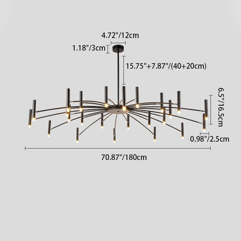 Modern Round Radioactive Iron Aluminum Chandelier for Living Room Lighting