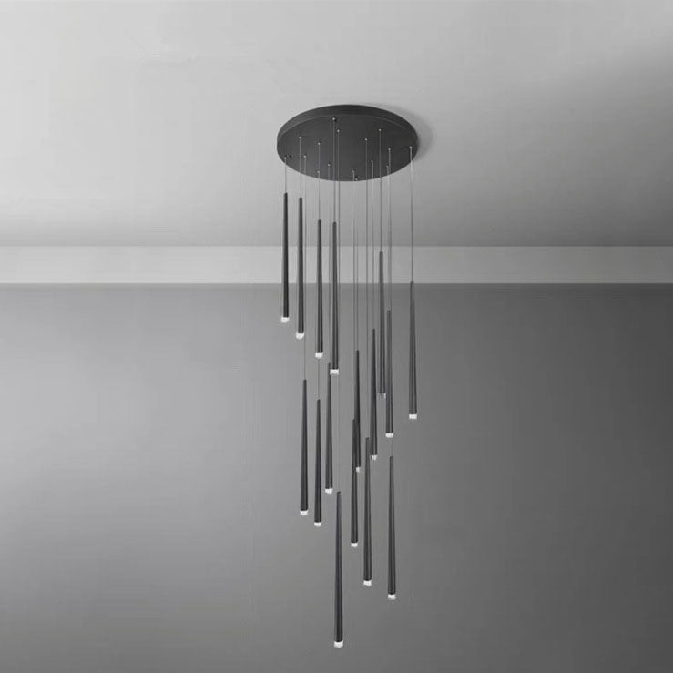 Sleek Black Tapered Tube Acrylic LED Chandelier for Kitchen Island Lighting