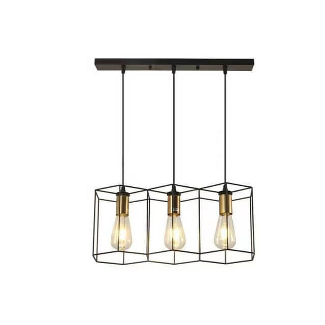 Mid-Century Geometric Iron Frame 3/5-Light Island Chandelier for Living Room