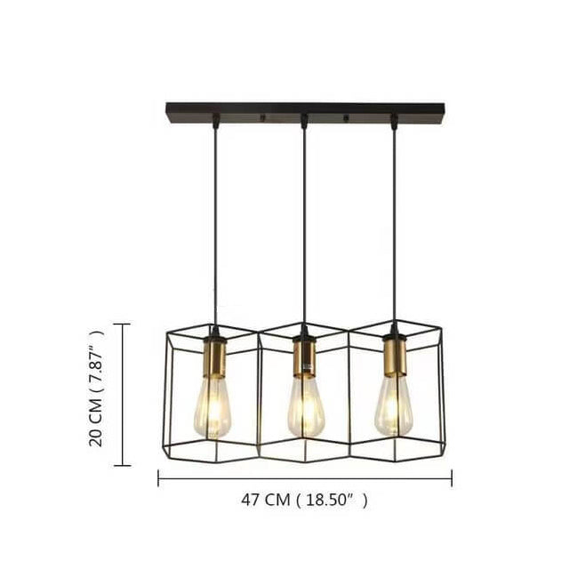 Mid-Century Geometric Iron Frame 3/5-Light Island Chandelier for Living Room