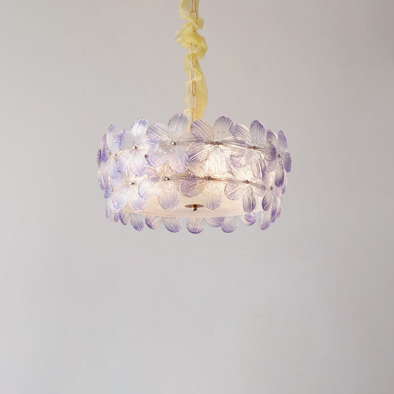 Modern Art Deco Gold Glass & Iron 6/8 Light Chandelier for Living Room
