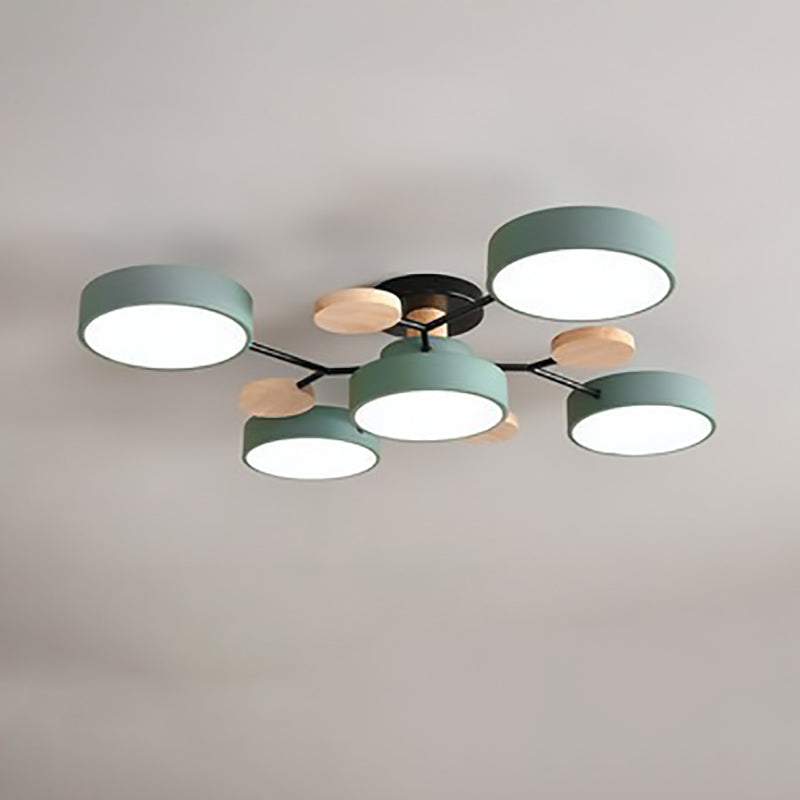 Scandinavian Style Round LED Semi-Flush Mount Light for Living Room