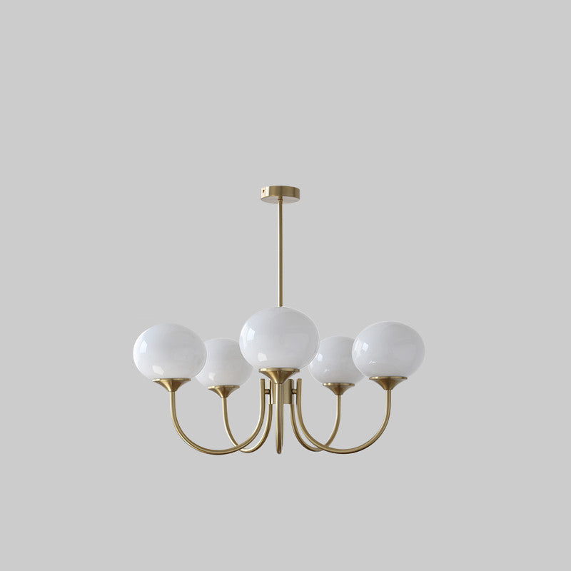 Modern Black Iron Oval Chandelier with Glass Shades for Living Room