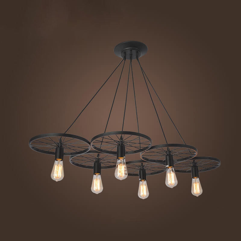 Vintage Industrial Wrought Iron 1/3/6-Light Chandelier for Loft Spaces