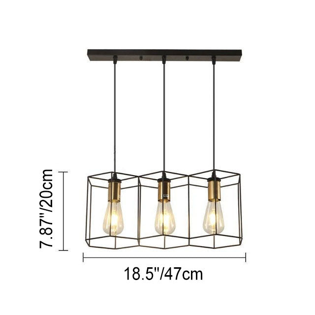 Industrial Geometric Iron 3/5 Light Island Chandelier for Dining Room