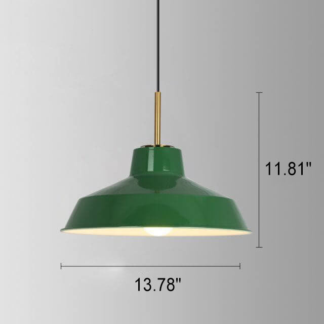 Vintage Green Iron Cone Pendant Light for Industrial-Style Entryway