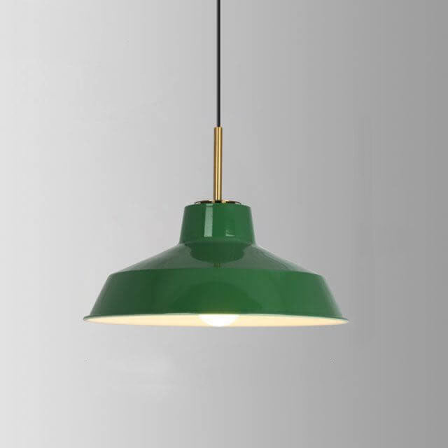 Vintage Green Iron Cone Pendant Light for Industrial-Style Entryway