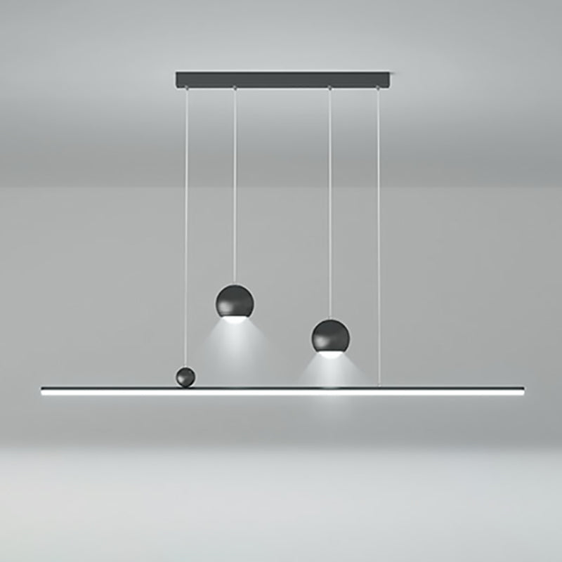 Sleek Black Iron & Acrylic LED Chandelier Pendant Light for Dining Room