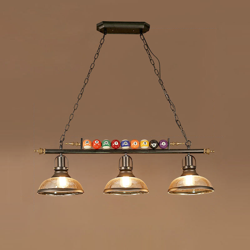 Industrial Round Iron and Glass Chandelier Pendant Light for Dining Room