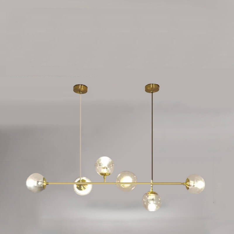 Vibrant Nordic Minimalist 6-Light Glass Orb Chandelier for Kitchen Island