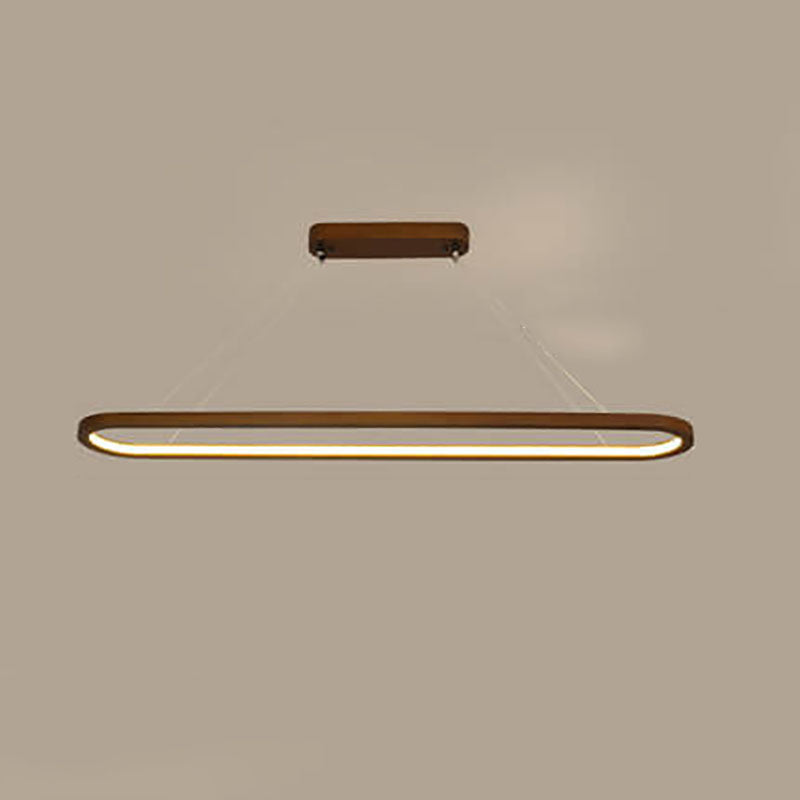 Modern Solid Wood Round LED Island Chandelier for Kitchen Dining Room