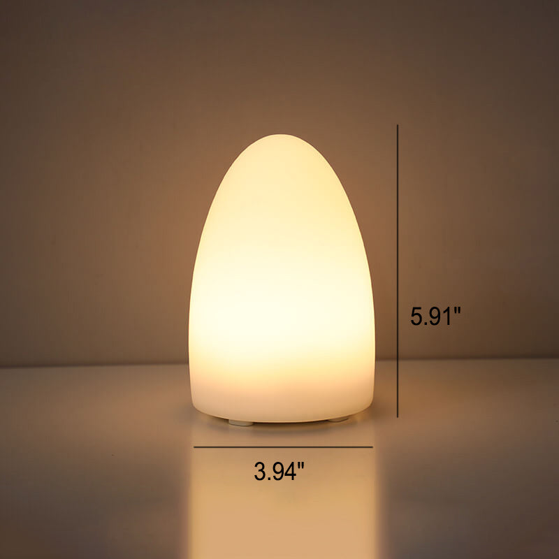 Geometric White Battery-Powered LED Table Lamp for Bedroom Decor