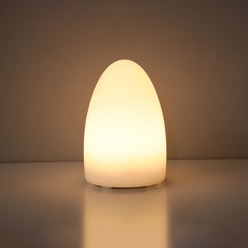 Geometric White Battery-Powered LED Table Lamp for Bedroom Decor