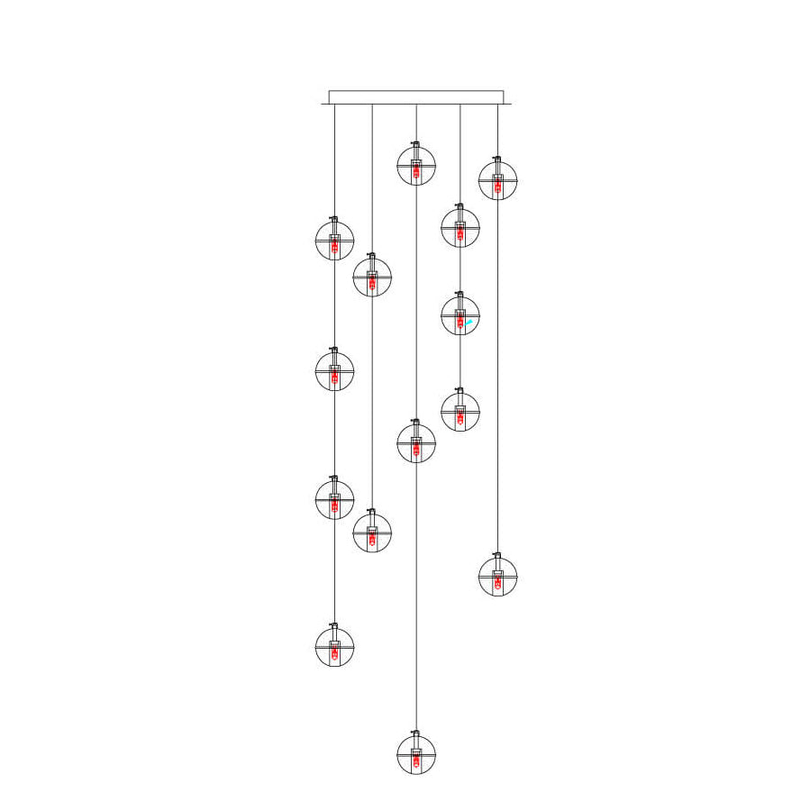 Modern Crystal Orb LED Chandelier Pendant for Luxurious Staircase Decor
