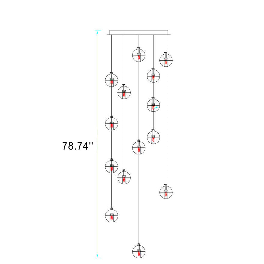 Modern Crystal Orb LED Chandelier Pendant for Luxurious Staircase Decor