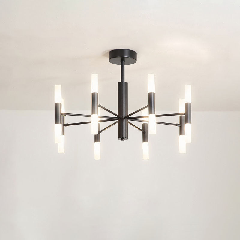 Nordic Style Black Wrought Iron Chandelier Pendant for Bedroom Décor