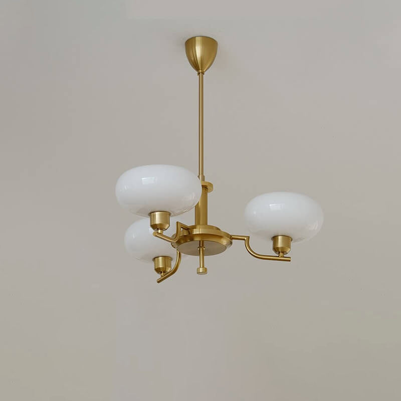 Traditional Vintage Milk White Glass Dome Chrome 3/5 Light Chandelier