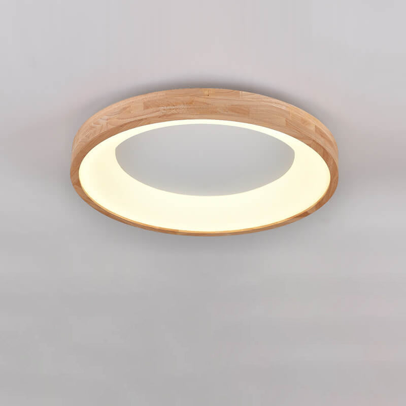 Scandinavian Style Natural Wood LED Flush Mount Ceiling Light for Hallway