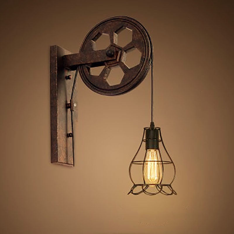 Rustic Iron Industrial 1-Light Wall Sconce Lamp for Vintage Home Decor