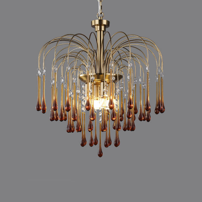 Traditional Copper Teardrop Chandelier - 4/6/10 Light for Living Room