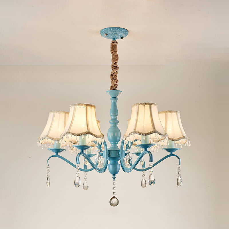 Elegant Modern Iron and Crystal Chandelier for Dining or Living Room