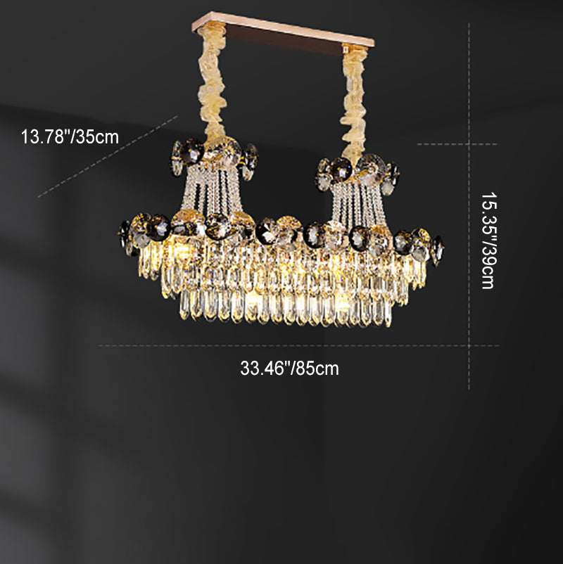 Modern Crystal Half Round Ball Iron Chandelier for Living Room, 8-24 Lights