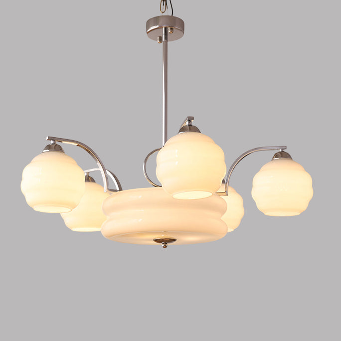 Mid-Century Modern Iron and Glass Orb Chandelier for Living Room 4/6/8 Light