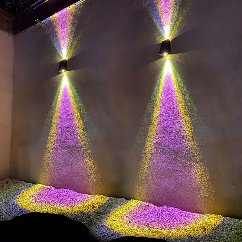 Waterproof LED Wall Sconce Lamp - Modern Solar Trapezoid Design for Outdoor