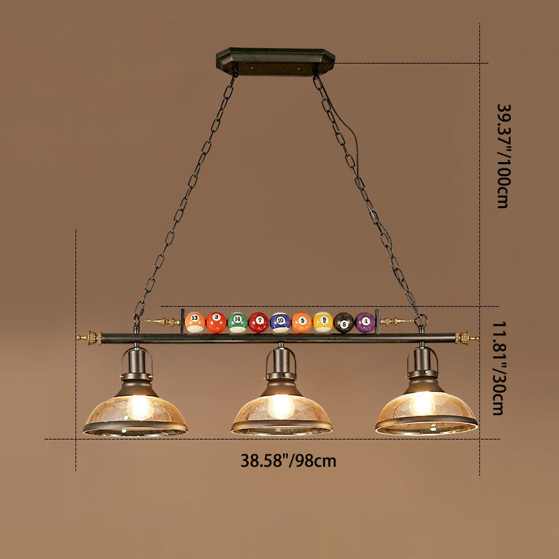 Industrial Round Iron and Glass Chandelier Pendant Light for Dining Room