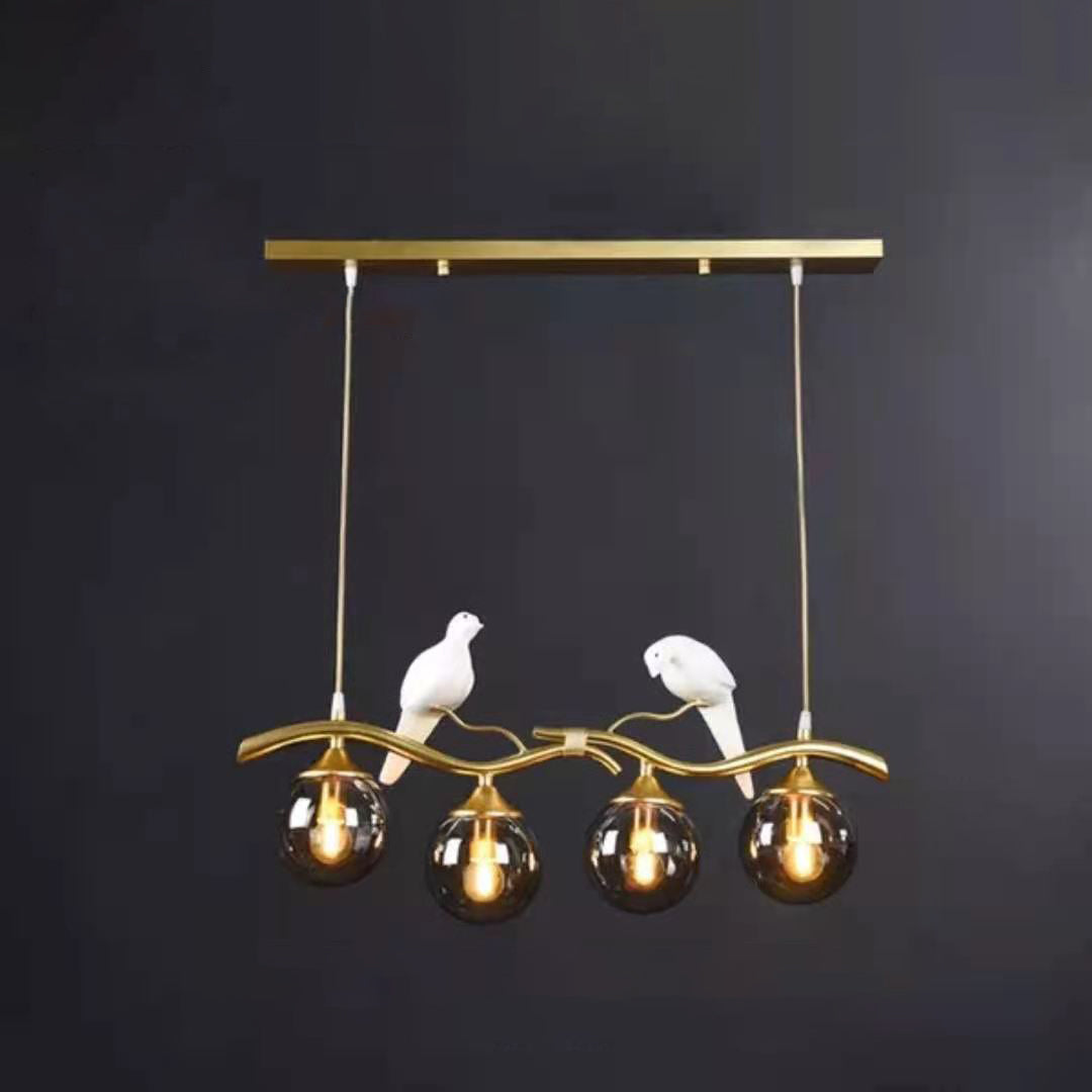 Modern Resin and Glass 4-Light Chandelier for Living Room Island