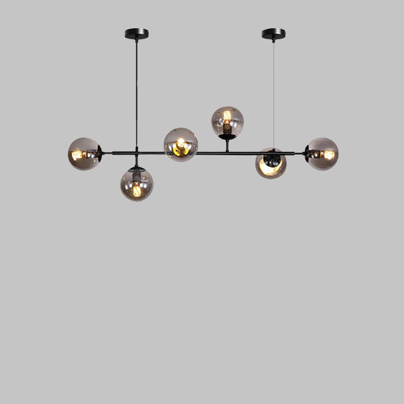 Elegant Modern Minimalist 6-Light Glass Globe Chandelier for Dining Room